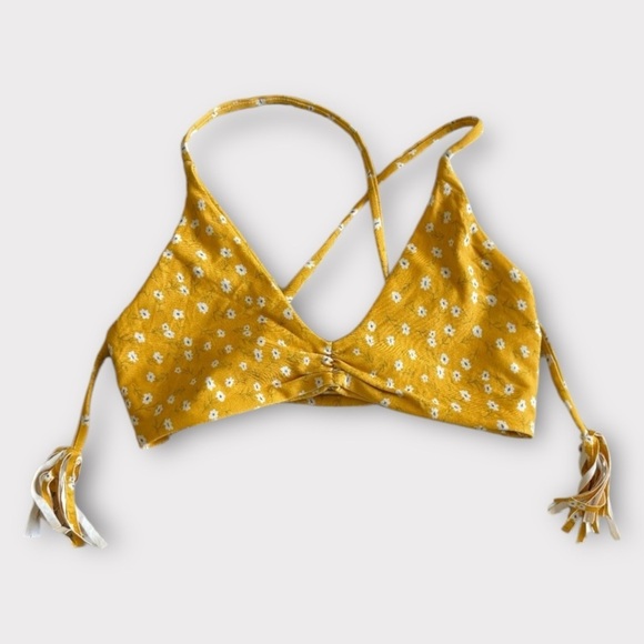 Midori ‘Mia’ Mele Vegan Padded Cup Tie Back Swimsuit Top in Floral Yellow sz Sma - Picture 3 of 7